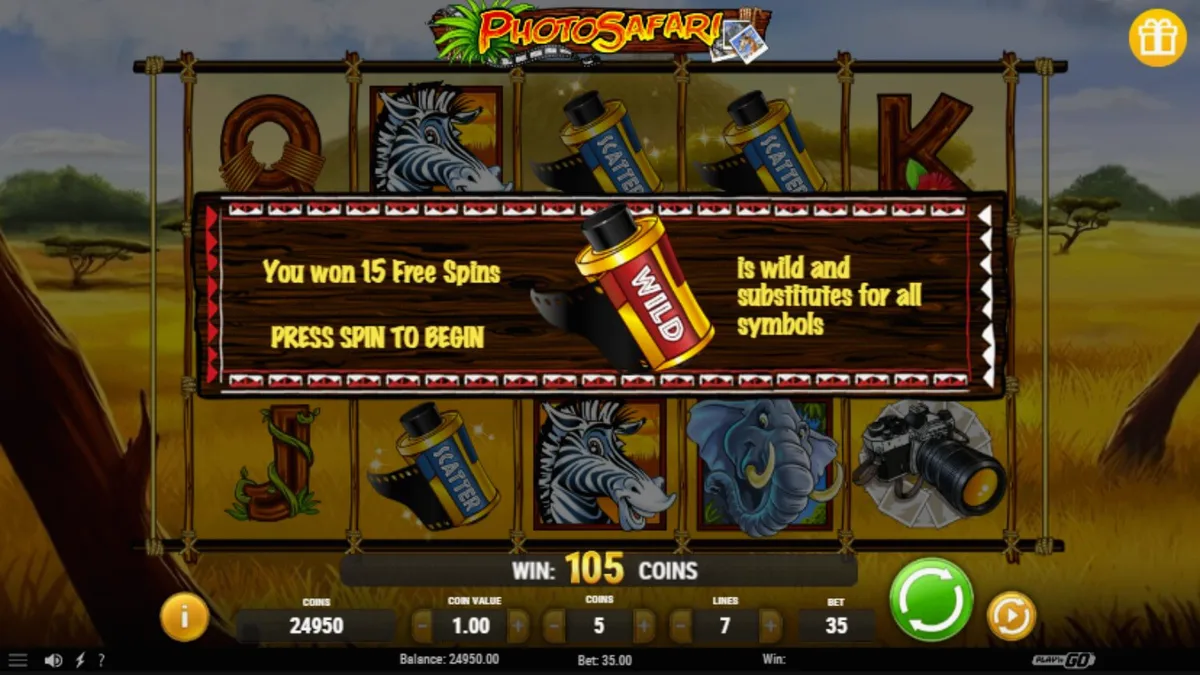 ภาพกราฟิกธีมซาฟารีในเกมสล็อต Photo Safari